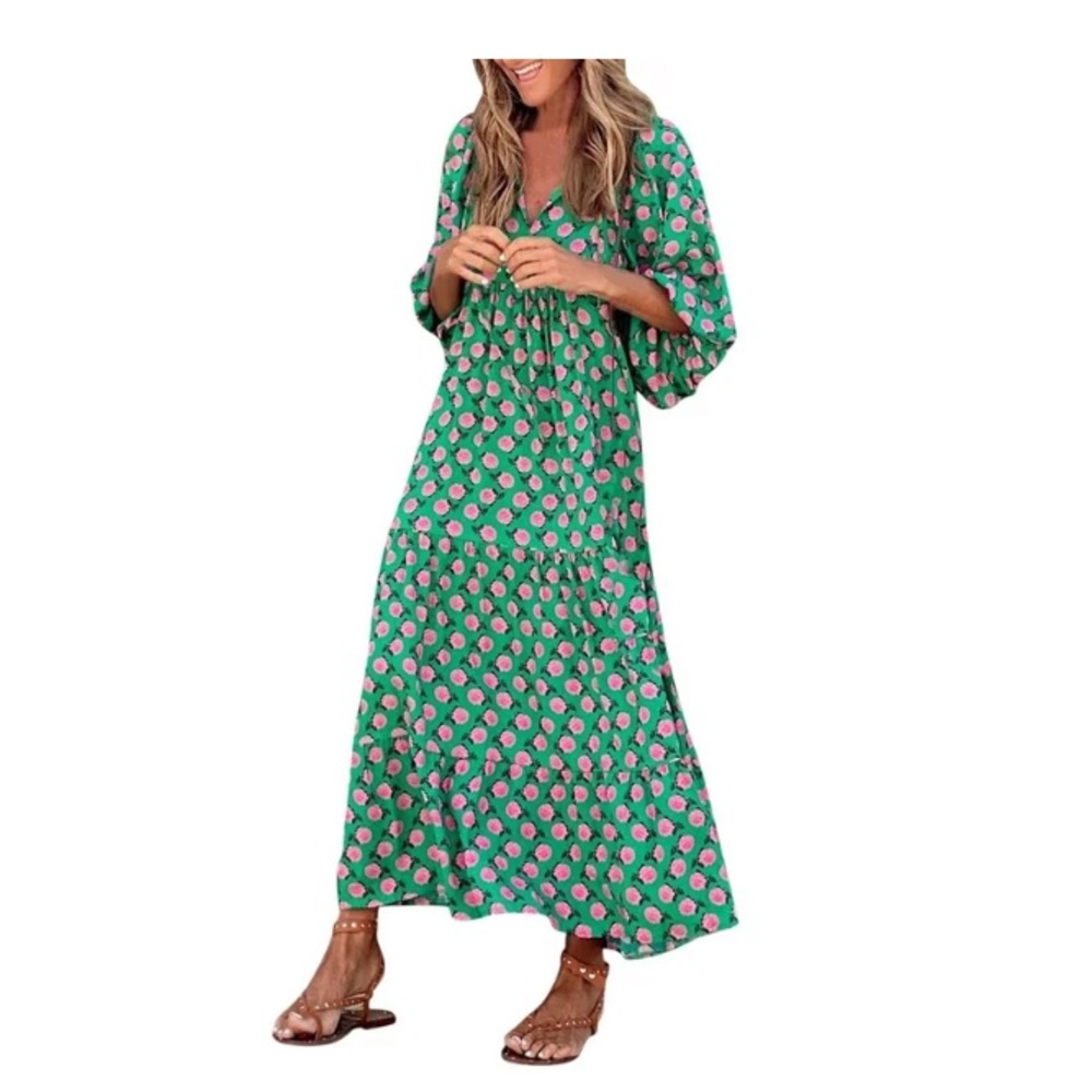AMILIEe Boho puff sleeve dress (Walmart)